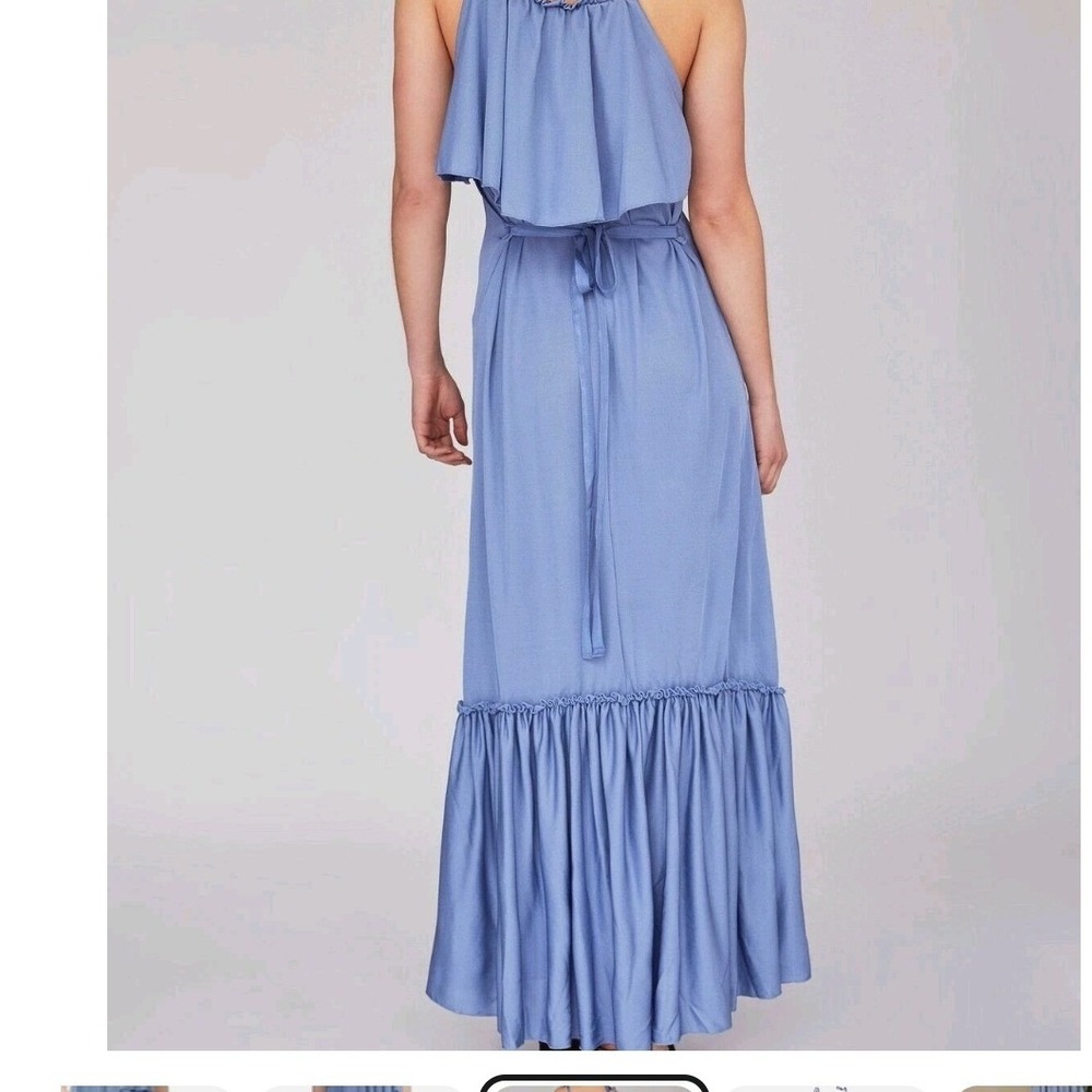 FREE PEOPLE Maxi Dress Womens XS periwinkle Blue Ruffle Halter Tiered OB821132 - Picture 5 of 7